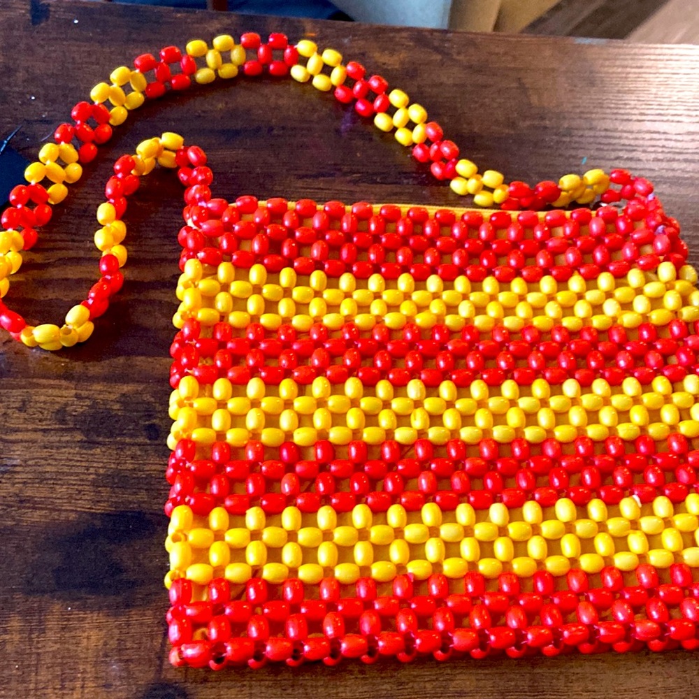Retro 1960’s inspired yellow and orange beaded bag-NWT